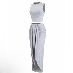 Gray Sleeveless Two-Piece Set